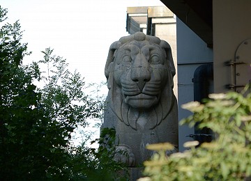 The Britannia limestone Lion on the Anglesey side