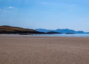 The far end of Aberffraw beach with amazing views of Snowdonia in the distance