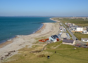 Looking down on Dinas Dinlle beach