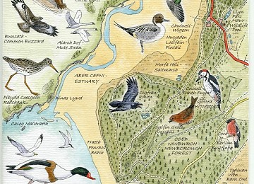 Malltraeth painting map by anglesey artist Philip Snow