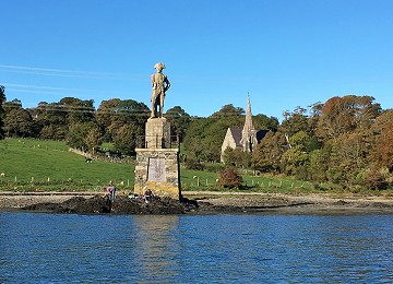Nelsons Statue on the shores of Menai Strait on Anglesey