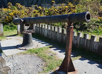One of the original pair of cannons used at North Stack fog station on Anglesey