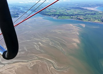 Beaumaris and Traeth Lavan sands on Anglesey from Microlight