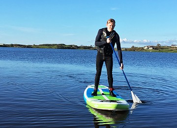 Paddleboarding on Llyn Maelog at Rhosneigr